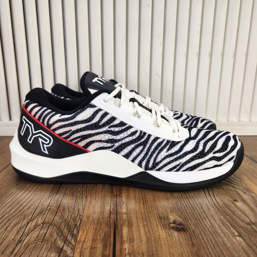 TYR CXT-2F Trainer Shoes Womens Size 10 Black White Zebra Athletic Gym Sneakers